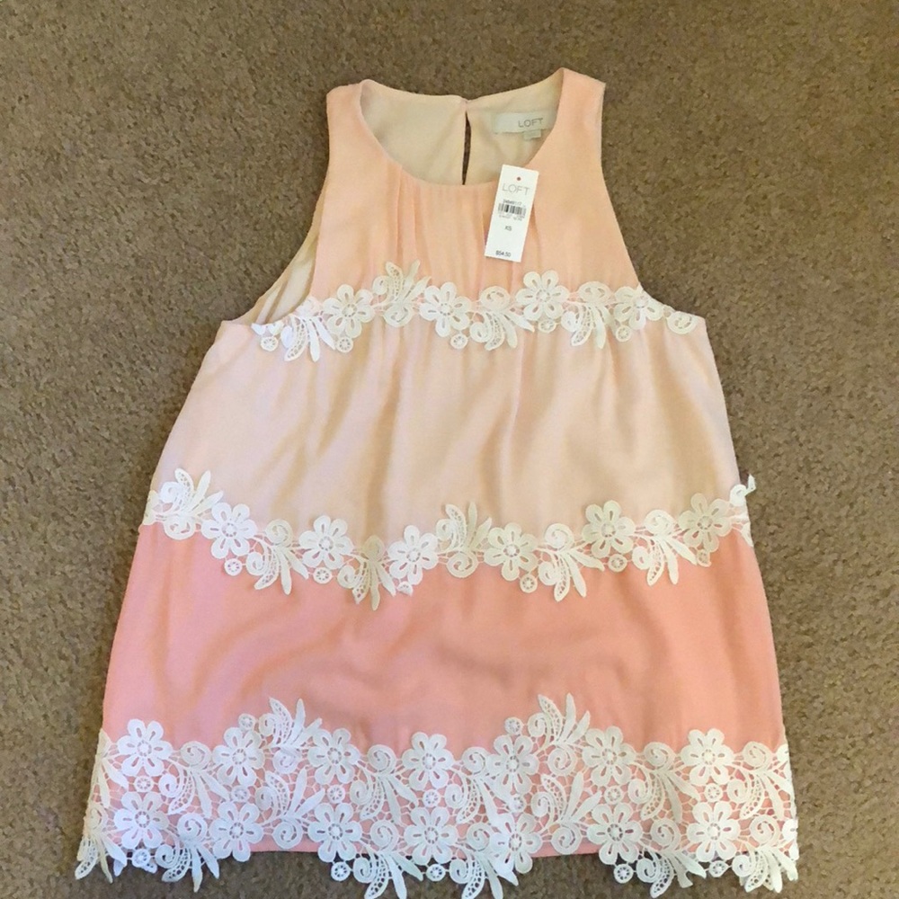 Loft pink floral top NWT